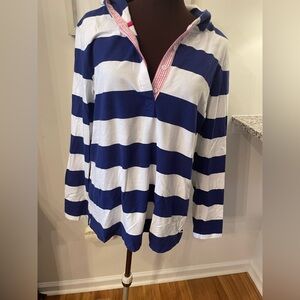 Vineyard Vines Blue and White Striped Hoodie Women Size Large